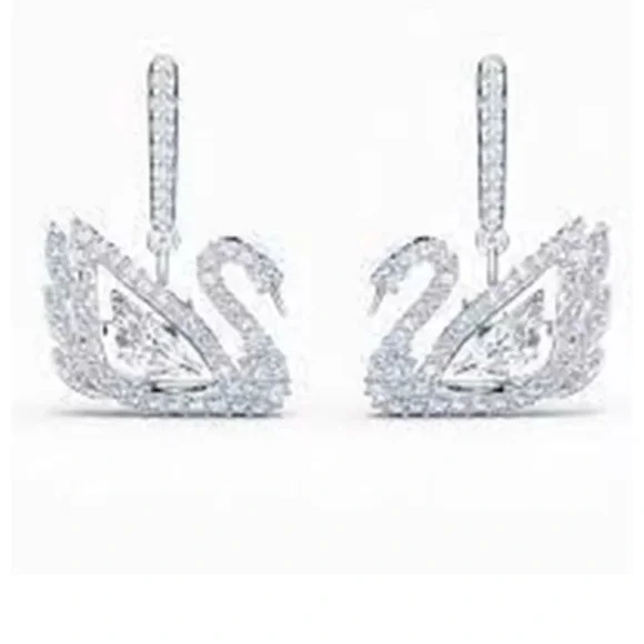 - Swarovski 311797 No.5514420 Dancing Swan Drop Earrings, White - Rhod… - Picture 5 of 12